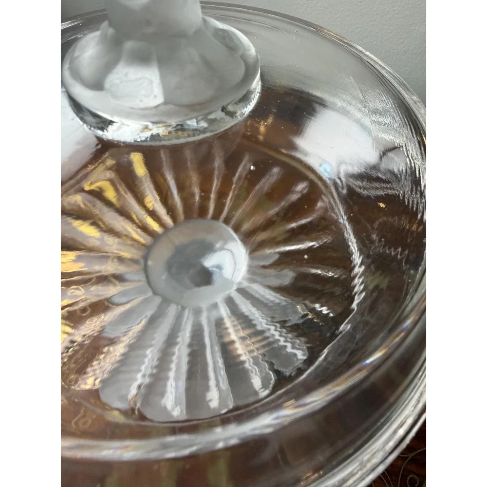 Antique EAPG Three Face Covered Compote • Duncan No. 400 Frosted Glass